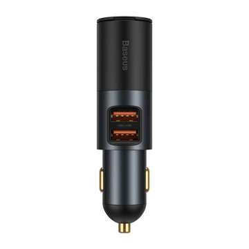 Baseus Share Together Fast car charger with cigarette lighter socket, 2x USB, 120W (gray)