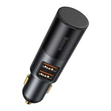 Baseus Share Together Fast car charger with cigarette lighter socket, 2x USB, 120W (gray)