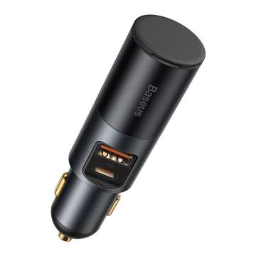 Baseus Share Together Fast car charger with cigarette lighter socket, USB USB-C, 120W (gray)