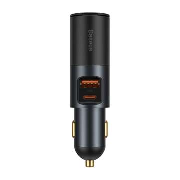 Baseus Share Together Fast car charger with cigarette lighter socket, USB USB-C, 120W (gray)