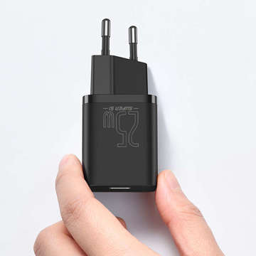 Baseus Super Si USB-C Type C PD 25W Black power adapter