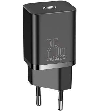 Baseus Super Si USB-C Type C PD 25W Black power adapter