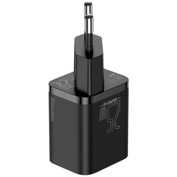 Baseus Super Si USB-C Type C PD 25W Black power adapter