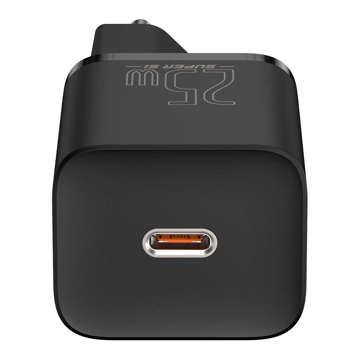 Baseus Super Si USB-C Type C PD 25W Black power adapter