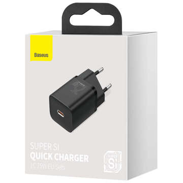 Baseus Super Si USB-C Type C PD 25W Black power adapter