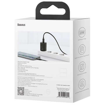 Baseus Super Si USB-C Type C PD 25W Black power adapter