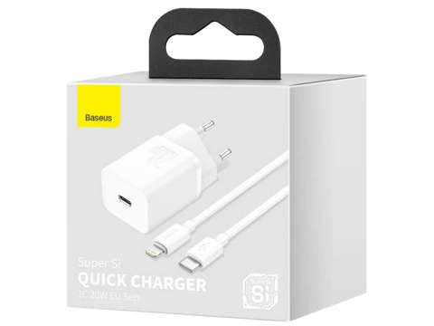 Baseus Super Si USB-C charger cable for iPhone 20W White