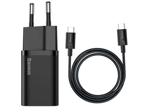 Baseus USB-C PD 25W wall charger cable for USB-C Black