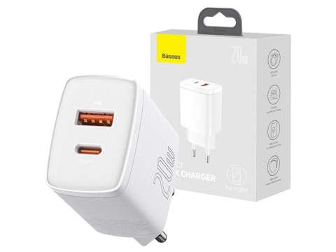 Baseus USB PD QC 3.0 20W White wall charger