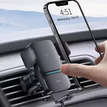 Baseus Wisdom Car Holder for a car phone with a QI inductive charger for a grille Black