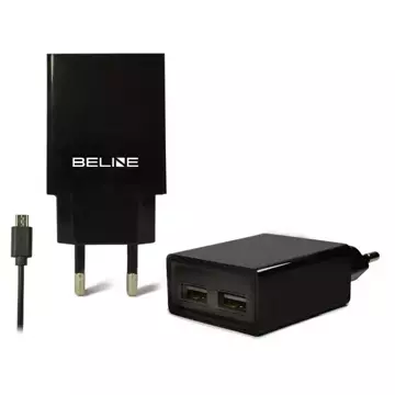 Beline 2x USB microUSB 2A wall charger black/black