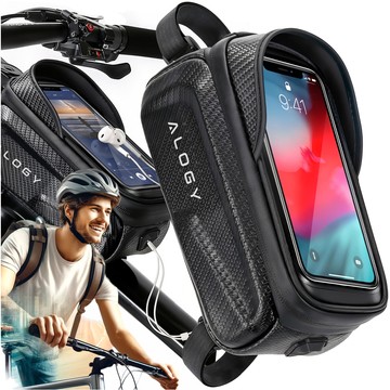 Bicycle bag case for phone 6.7 inch bag bicycle frame holder capacious 2l waterproof Black Alogy