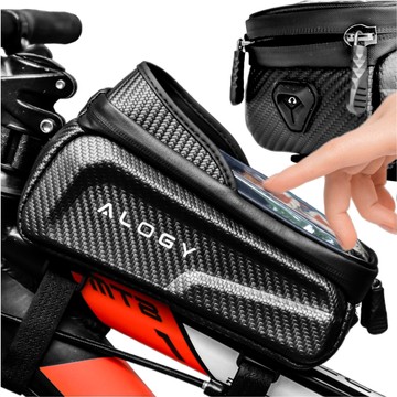 Bicycle bag case for phone 6.7 inch bag bicycle frame holder capacious 2l waterproof Black Alogy