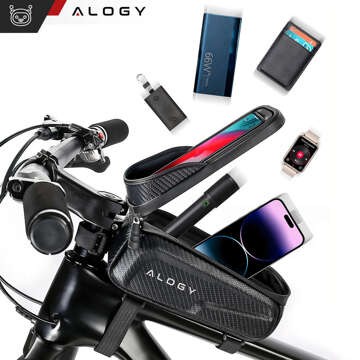 Bicycle bag case for phone 6.7 inch bag bicycle frame holder capacious 2l waterproof Black Alogy