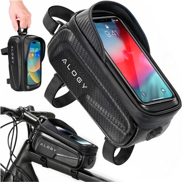 Bicycle bag case for phone 6.7 inch bag bicycle frame holder capacious 2l waterproof Black Alogy