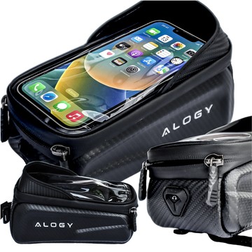 Bicycle bag case for phone 6.7 inch bag bicycle frame holder capacious 2l waterproof Black Alogy