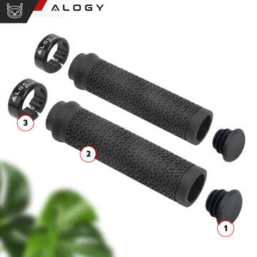 Bicycle grips, ergonomic handlebar grips, for MTB Alogy Sport bike, Black [2 pcs]