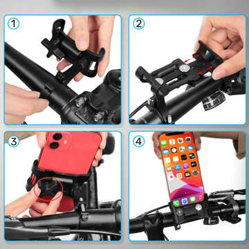 Bicycle holder Alogy Metal Bike Holder for the phone on the handlebars for the bicycle motor scooter Black Safety strap