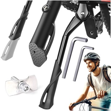 Bicycle kickstand adjustable leg bicycle stand 24-29 cm central aluminum Alogy black