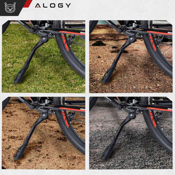 Bicycle kickstand adjustable leg bicycle stand 24-29 cm central aluminum Alogy black