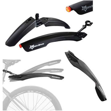 Bicycle mudguards Rockbros DNB8001BK Front Rear set of 2pcs. black LED light for bicycle