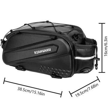 Bicycle pannier bag for bicycle rear trunk 12l, black