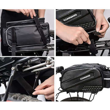 Bicycle pannier bag for bicycle rear trunk 12l, black