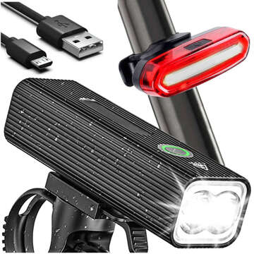 Bike Light Front Rear LED Front Rear Bike Light Lighting Waterproof IPX5 Alogy P12 Bike Light Black