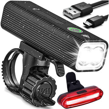 Bike Light Front Rear LED Front Rear Bike Light Lighting Waterproof IPX5 Alogy P12 Bike Light Black