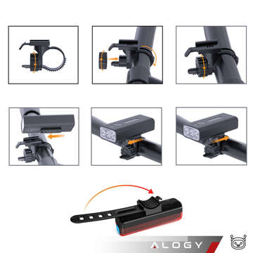 Bike Light Front Rear LED Front Rear Bike Light Lighting Waterproof IPX5 USB Bike Light Alogy