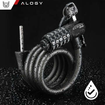 Bike lock, bike lock, strong cable, 120 cm, Alogy bike lock, code, key, black