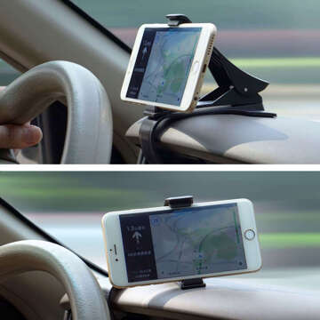 Black car holder with dashboard clip