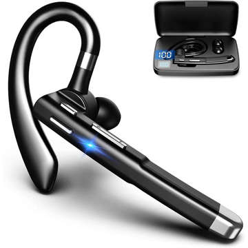 Bluetooth 5.0 wireless headset with power bank for calls for drivers black