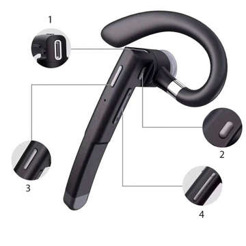 Bluetooth 5.0 wireless headset with power bank for calls for drivers black