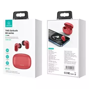 Bluetooth 5.1 headphones USAMS TWS BH series wireless red/red BHUBH03