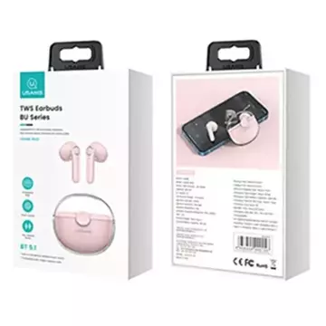 Bluetooth 5.1 headphones USAMS TWS BU series wireless pink/pink BHUBU04