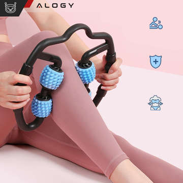 Body massager anti-cellulite manual muscle roller Alogy 4x massage roller Universal roller black and blue