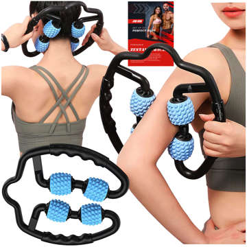 Body massager anti-cellulite manual muscle roller Alogy 4x massage roller Universal roller black and blue