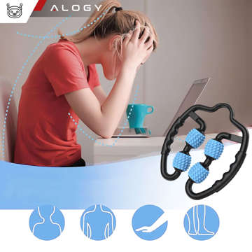 Body massager anti-cellulite manual muscle roller Alogy 4x massage roller Universal roller black and blue