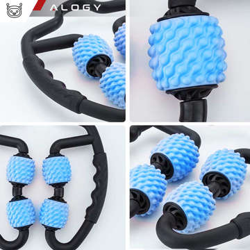 Body massager anti-cellulite manual muscle roller Alogy 4x massage roller Universal roller black and blue