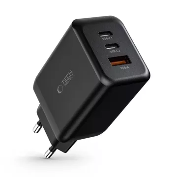 C65W 3-PORT Network Charger PD65W/QC3.0 2-porty USB-C 1 port USB-A Black