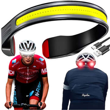 COB LED headlamp for running on a bicycle, powerful, rechargeable, USB Type C, Alogy headlamp, IPX4, black