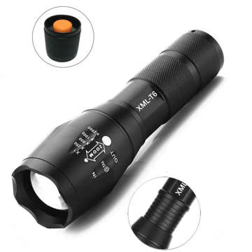 CREE-XML-T6 LED Tactical Flashlight Military Handheld Alogy Waterproof Zoom Ultra bright light black