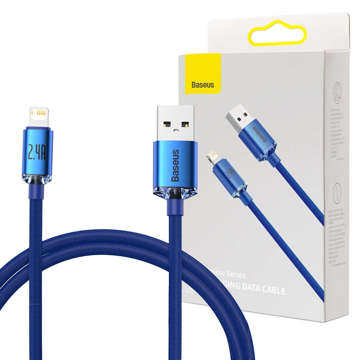 Cable 1.2m Baseus Crystal USB cable for Lightning iPhone 2.4A Blue