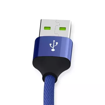 Cable 3in1 USB-C micro USB Lightning fast charging SOMOSTEL SMS-BW03 QC3.0 Quick Charge 2.1A 10W 1.2 m Powerline Blue