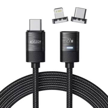 Cable USB Type C - Magnetic USB Type C/Lightning UltraBoost PD27W/3A 200 cm Black