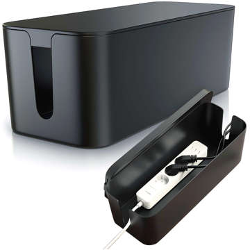 Cable organizer desk floor container box for cables slats Alogy Box M 31cm Black