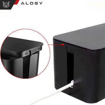 Cable organizer desk floor container box for cables slats Alogy Box M 31cm Black