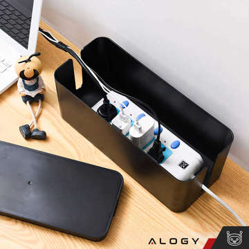 Cable organizer desk floor container box for cables slats Alogy Box M 31cm Black