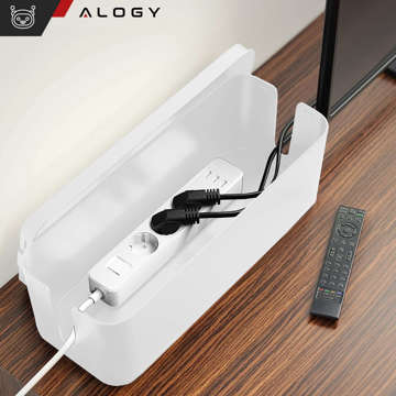 Cable organizer desk floor container box for cables slats Alogy Box M 31cm White